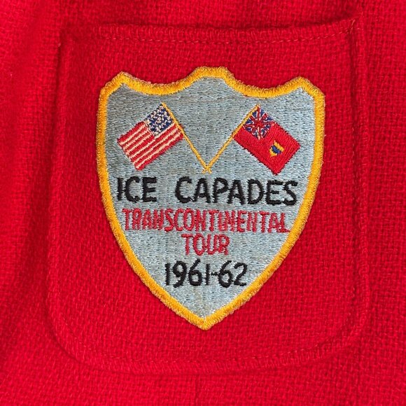 Vintage La Jolla Ice Capades Red Blazer Small Wool Blend 1961-62 Tour Patch - Picture 3 of 9